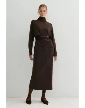 Cashmerism Luxe Pencil Skirt In Chocolate