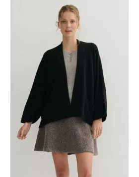 Cashmerism Crop Icon Coat In Black