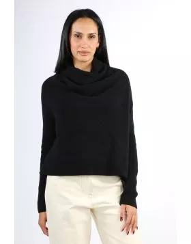 Cashmerism Ribbed Cowl Neck Crop Top In Black