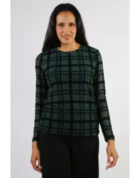 Foil Flock Yeah Crew Top In Green Check