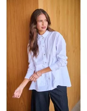 Naturals Panel Oversized Shirt In White