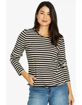 Stripe Crew Tshirt In Black By Jump