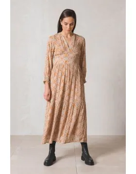 Indi and Cold Ethnic Print Maxi Dress In Saffron