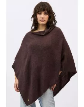 Mia Fratino Brushed Poncho In Chocolate