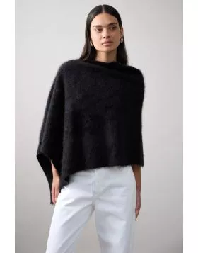 Mia Fratino Brushed Poncho In Black