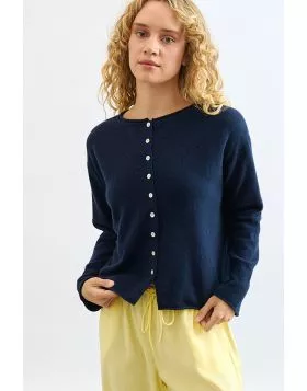 Mia Fratino Reversible Button Cardi In Navy