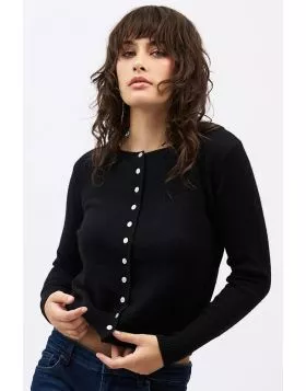 Mia Fratino Slim Essential Cardi In Black