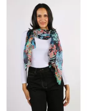 Namaskar Bohemian Elegance Silk Scarf In Multi