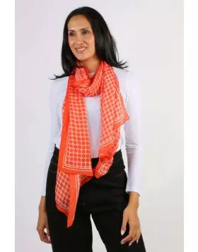 Namaskar Geometric Chain Scarf In Orange