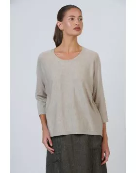 Naturals Relaxed Fine Knit Crew Neck Jumper In Natural