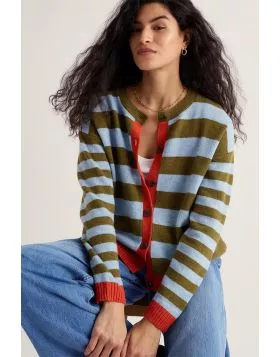 Seasalt Contrast Pinwell Cardigan In Grass