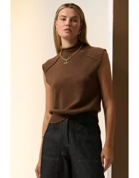 POL Sable Knit Tank In Toffee