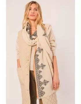 Indi and Cold Embroidered Mountain Shawl