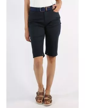 Vassalli Poplin Straight Leg Short in Navy