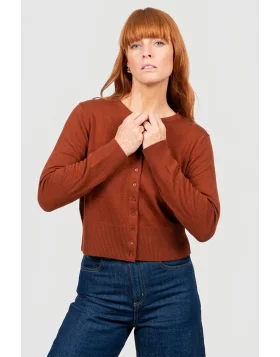 Bridge and Lord Marnie Cropped Cardi In Cognac
